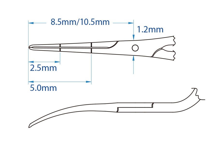 稲村氏カプスロレキシス鑷子 10.5mm 1.5mm切開用 ラウンド